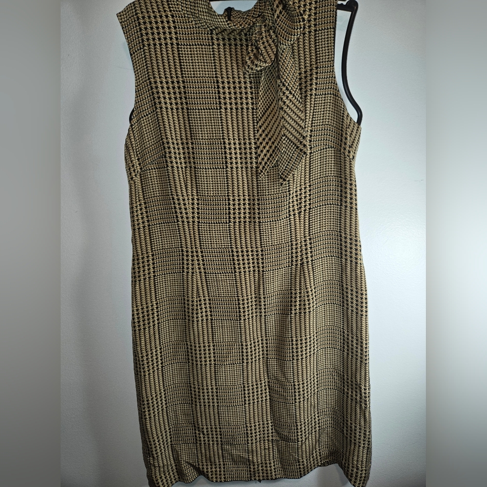 Elegant Plaid Sleeveless Dress 90s Pure Silk